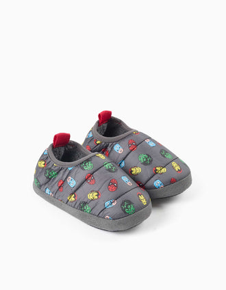 Pantufas acolchoadas com estampado Avengers para menino, cinza