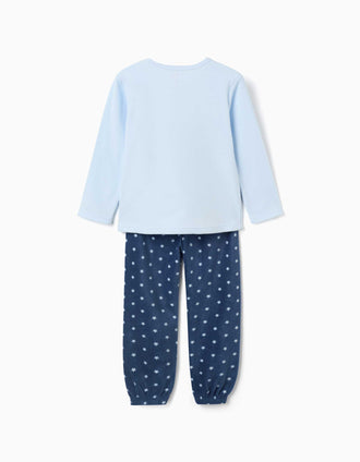 Polar fleece pyjamas with embroidered Stitch for girls, blue