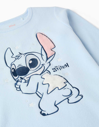 Polar fleece pyjamas with embroidered Stitch for girls, blue