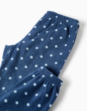Polar fleece pyjamas with embroidered Stitch for girls, blue