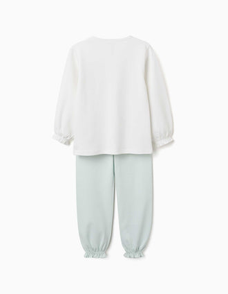 Pijama largo de algodón con princesas Disney para niña, blanco/verde