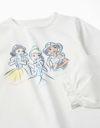 Pijama largo de algodón con princesas Disney para niña, blanco/verde
