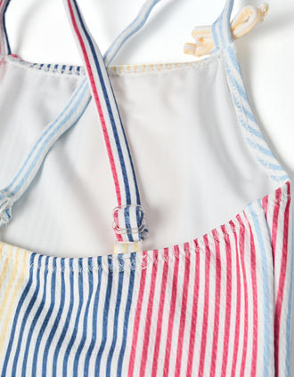 Striped swimsuit with ruffles You&Me for baby girls, red/blue/yellow
