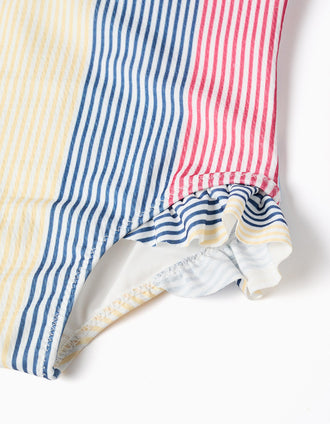 Striped swimsuit with ruffles You&Me for baby girls, red/blue/yellow