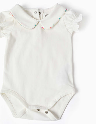 Ensemble body et short en coton pour nouveau-née, blanc/rose clair