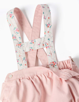 Ensemble body et short en coton pour nouveau-née, blanc/rose clair
