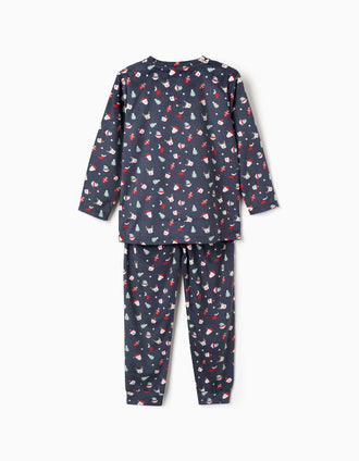 Pijama + calcetines antideslizantes con motivo para niños, azul marino