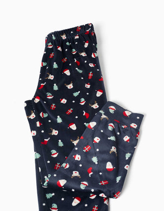 Pijama + calcetines antideslizantes con motivo para niños, azul marino