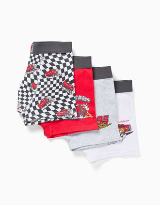 Pack de 4 boxers Faísca McQueen para menino, branco/cinza/vermelho