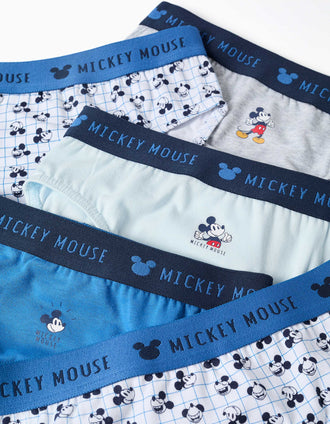 Pack de 5 cuecas de algodão Mickey para menino, azul/branco/cinza