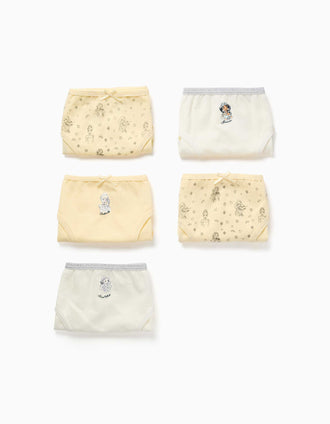 5 cuecas com estampados Princesas Disney para menina, amarelo/branco