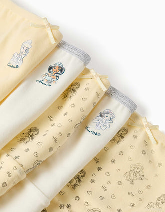 5 cuecas com estampados Princesas Disney para menina, amarelo/branco