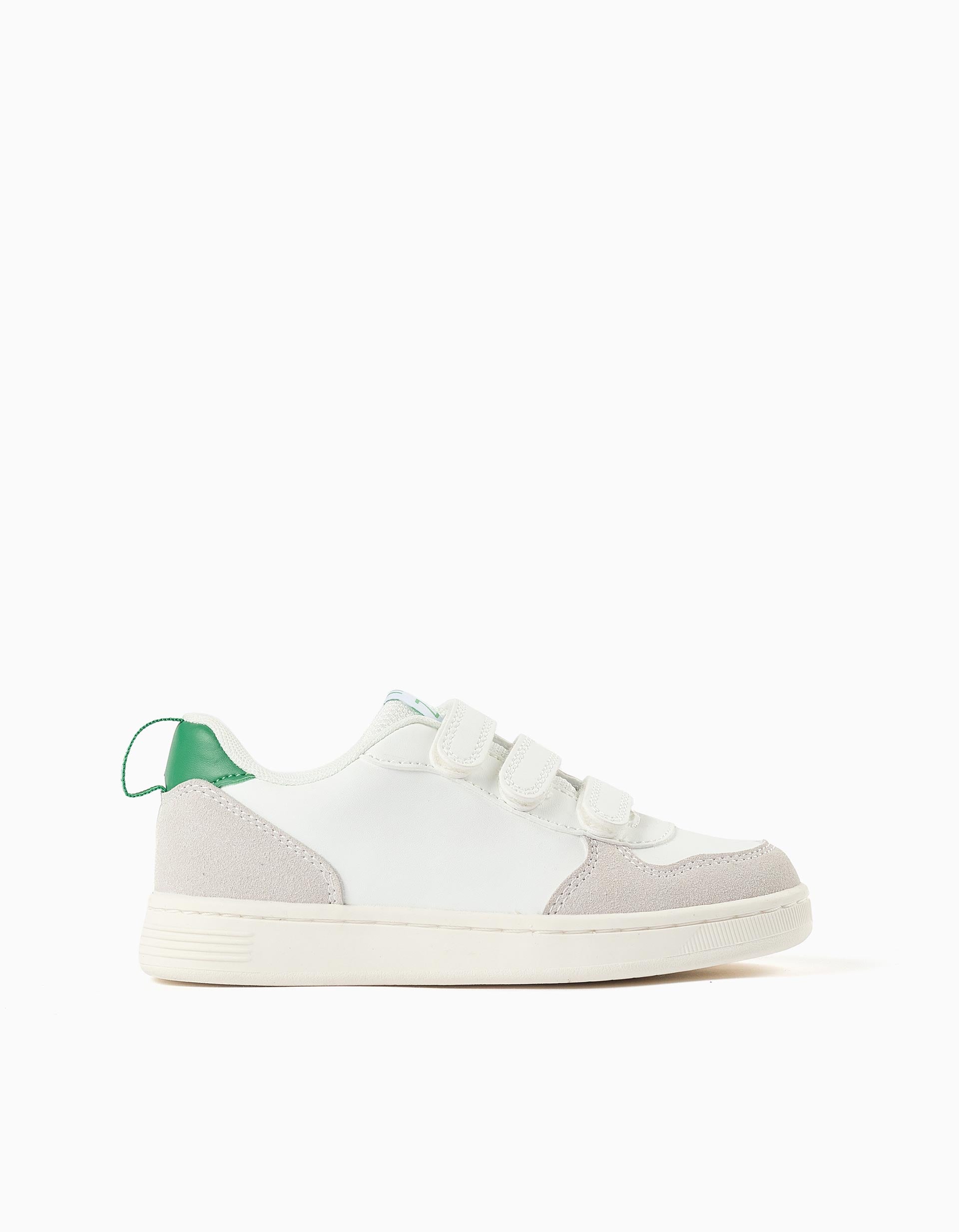 Baskets ZY Move avec fermeture à scratch pour enfant, blanc/gris/vert