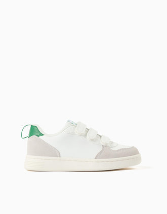 Baskets ZY Move avec fermeture à scratch pour enfant, blanc/gris/vert