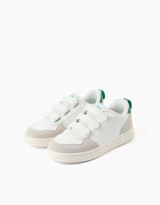 Baskets ZY Move avec fermeture à scratch pour enfant, blanc/gris/vert