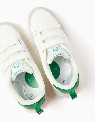 Baskets ZY Move avec fermeture à scratch pour enfant, blanc/gris/vert