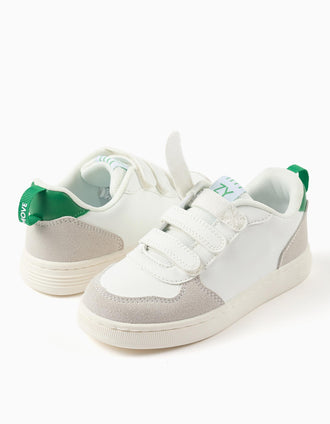 Baskets ZY Move avec fermeture à scratch pour enfant, blanc/gris/vert