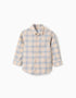 Long sleeve cotton checked shirt for baby boys, beige/blue/brown