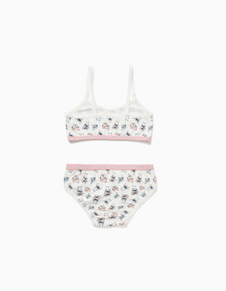 Set of top and briefs with Stitch and Angel for girls, light beige