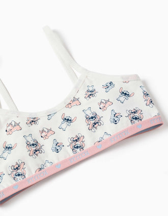 Set of top and briefs with Stitch and Angel for girls, light beige
