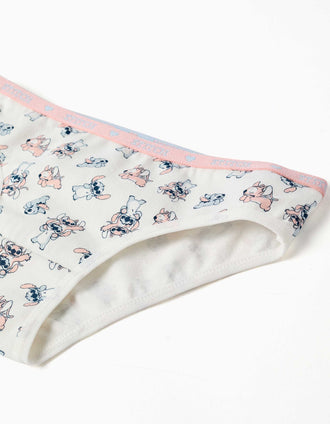 Set of top and briefs with Stitch and Angel for girls, light beige
