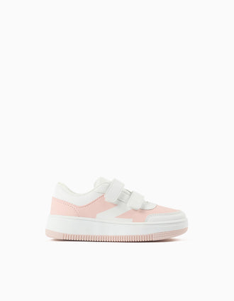 Trainers with touch-fasteners for girls, light pink/white