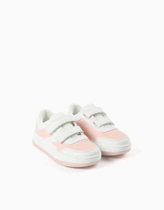 Trainers with touch-fasteners for girls, light pink/white