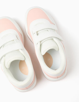 Trainers with touch-fasteners for girls, light pink/white