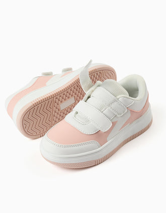 Trainers with touch-fasteners for girls, light pink/white