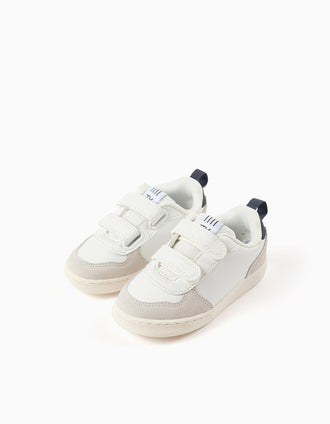 Baskets ZY Move avec fermeture à scratch pour bébé, blanc/gris/bleu