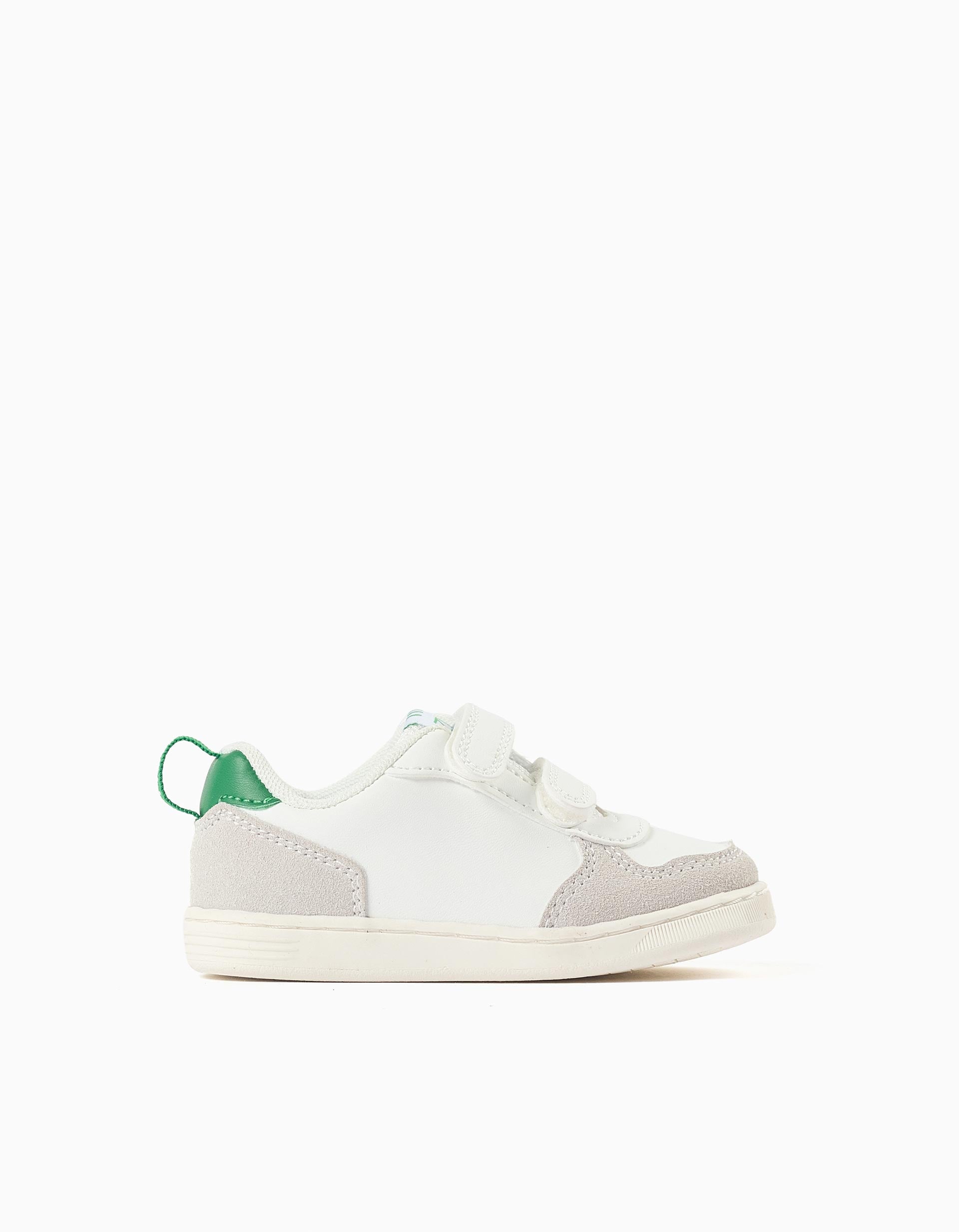 Zapatillas bajas ZY Move con cierre adherente para bebé, blanco/gris/verde
