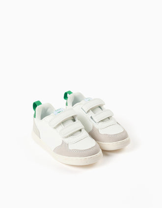 Zapatillas bajas ZY Move con cierre adherente para bebé, blanco/gris/verde