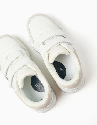 Trainers with touch-fasteners for boys, white/grey/blue