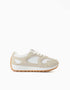Zapatillas bajas con cordones y suela antideslizante para niña, beige/blanco