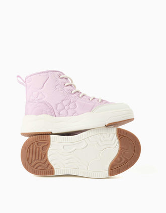 Baskets montantes rembourrées avec broderie florale pour fille, lilas