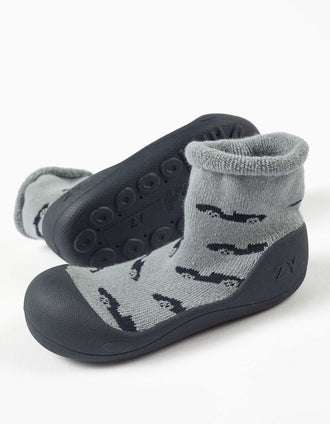 Steppies slipper-socks with car motif for baby boys, blue