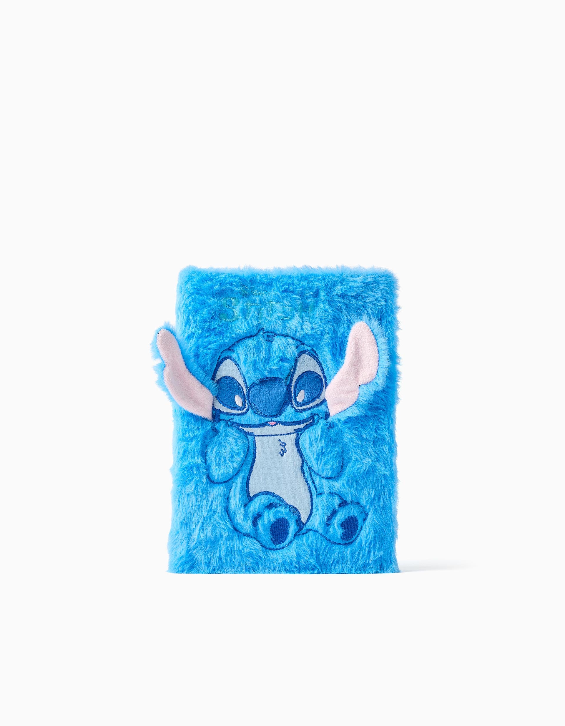 Cuaderno A5 de peluche con Stitch bordado para niños, azul