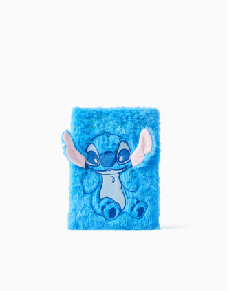 Cuaderno A5 de peluche con Stitch bordado para niños, azul