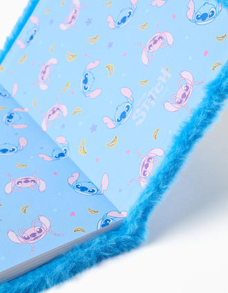 Cuaderno A5 de peluche con Stitch bordado para niños, azul