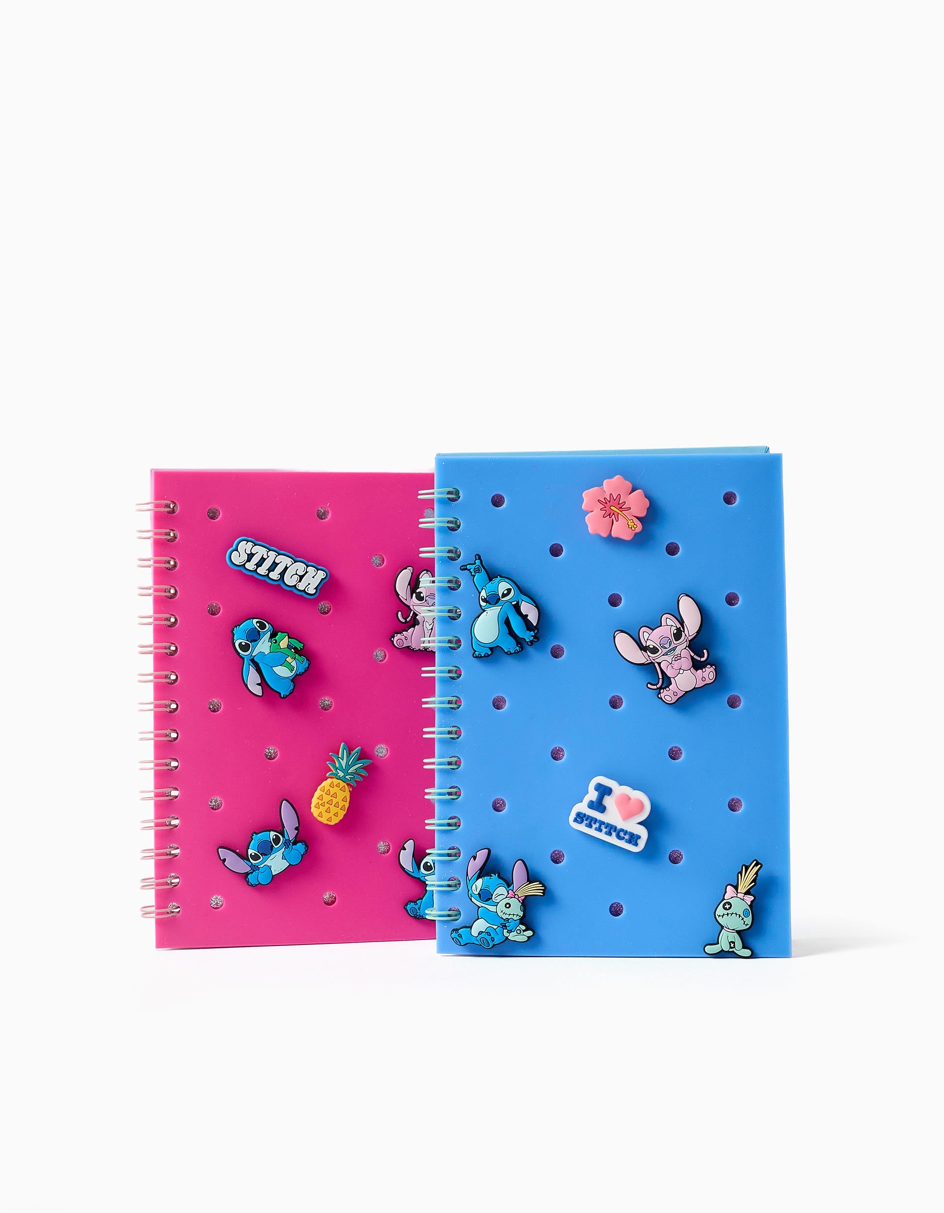 Caderno espiral Stitch com stickers para criança, azul/rosa, sortido