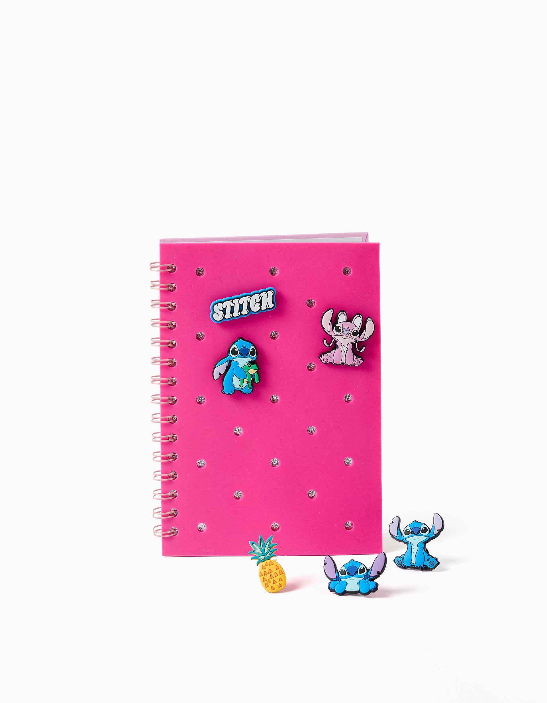 Caderno espiral Stitch com stickers para criança, azul/rosa, sortido