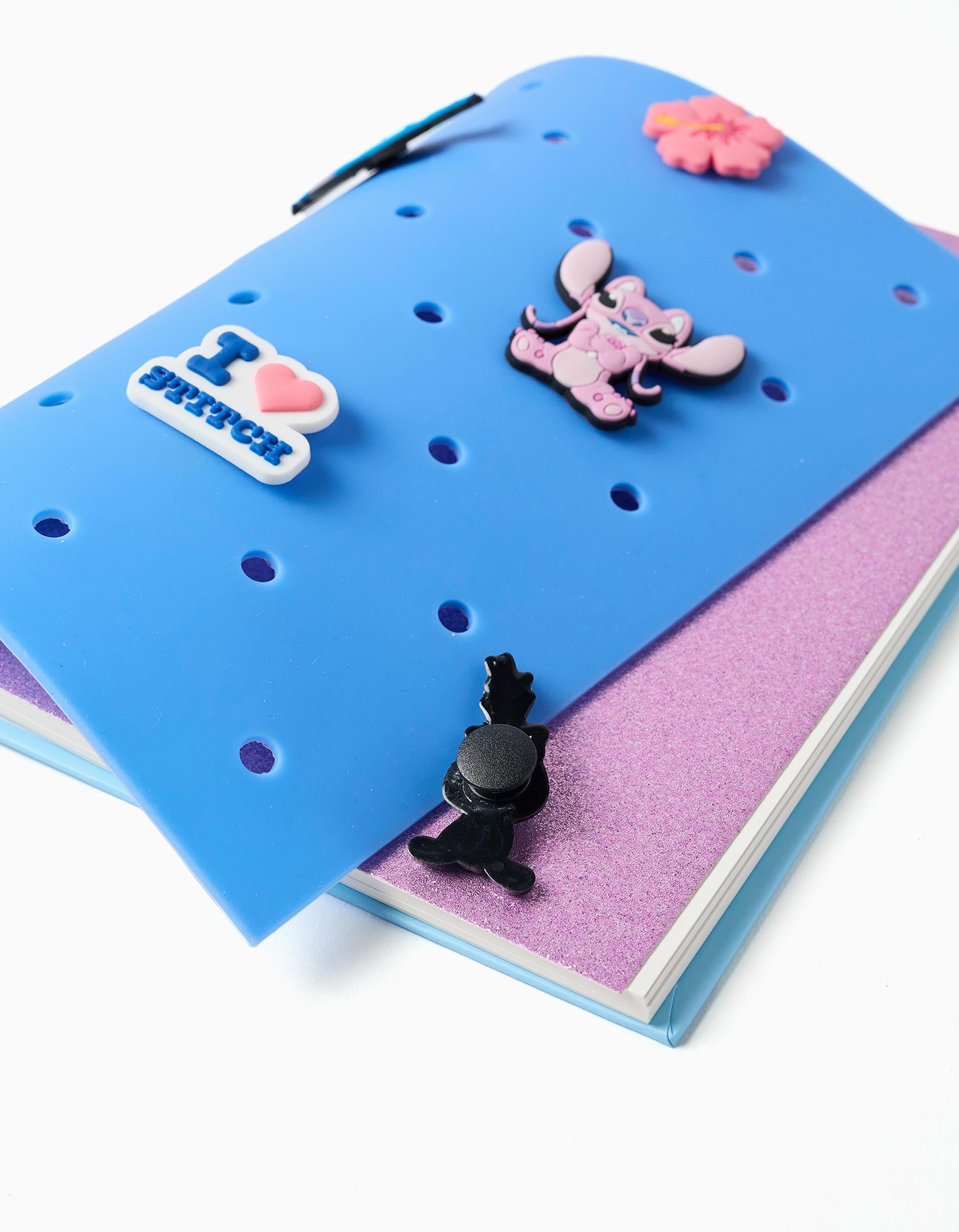 Caderno espiral Stitch com stickers para criança, azul/rosa, sortido