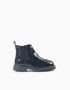 Bottines Chelsea vernies à détails brogue pour bébé fille, bleu marine