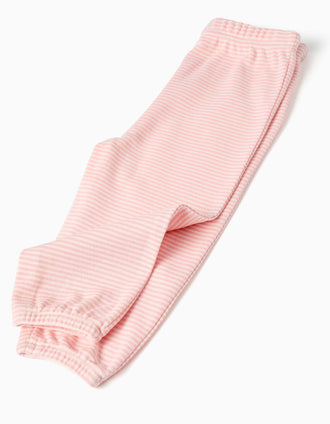 Pijama comprido de algodão com flores para bebé menina, branco/rosa