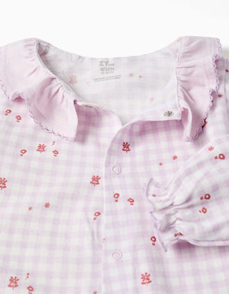 Babygrow de algodão com padrão Vichy para recém-nascida e bebé, lilás