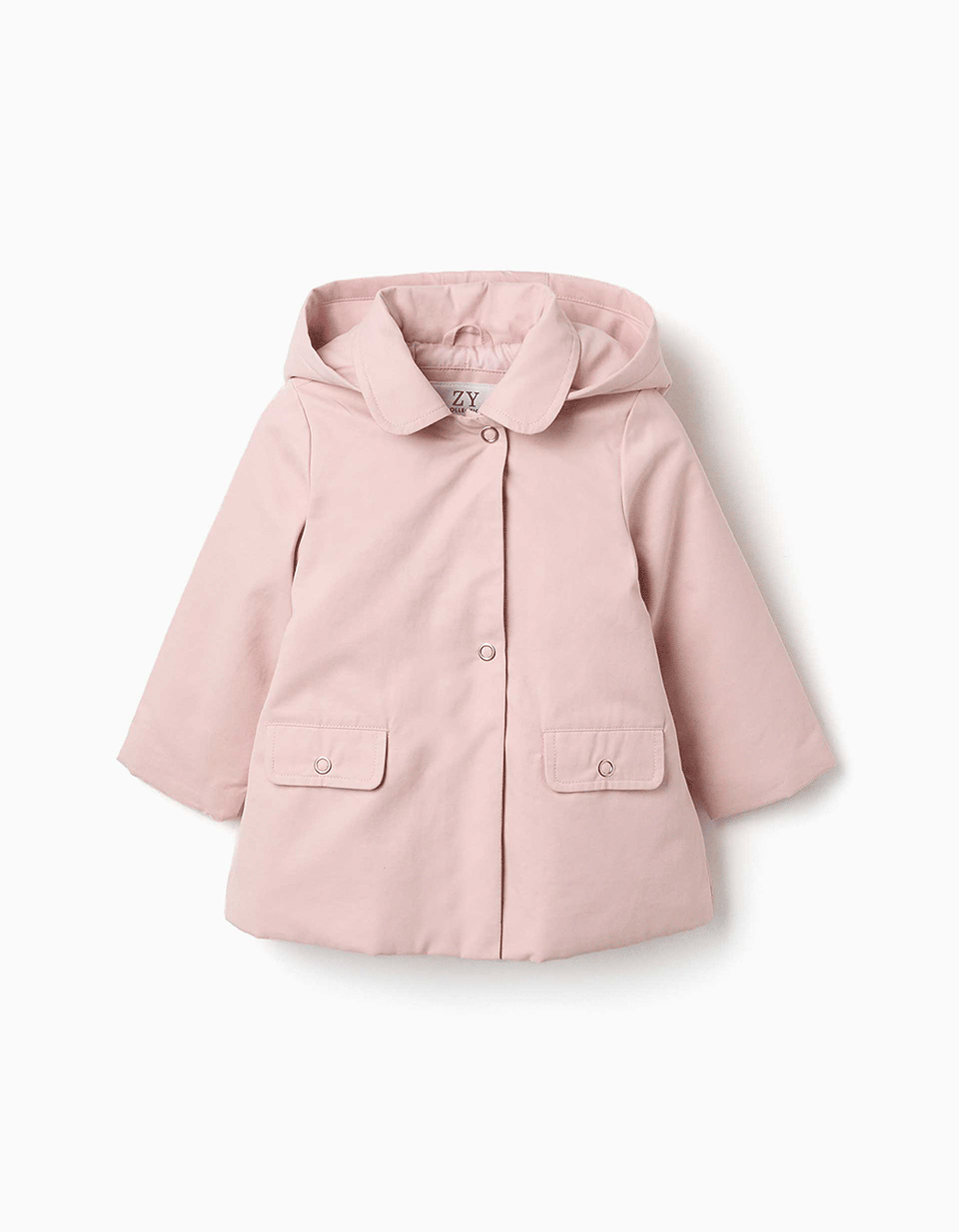 Parka con forro y capucha desmontable para bebé niña, rosa claro