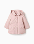 Trench coat with lining and detachable hood for baby girls, light pink