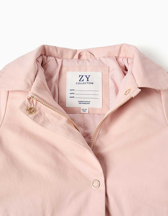 Parka con forro y capucha desmontable para bebé niña, rosa claro