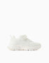 Dual-fabric chunky trainers with mesh lining for girls, white