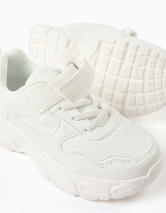 Sapatilhas combinadas com forro em malha para menina, branco